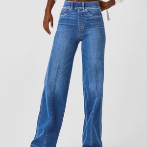SPANX EveryWear Seamed-Front Wide Leg Jeans- size Medium- vintage indigo